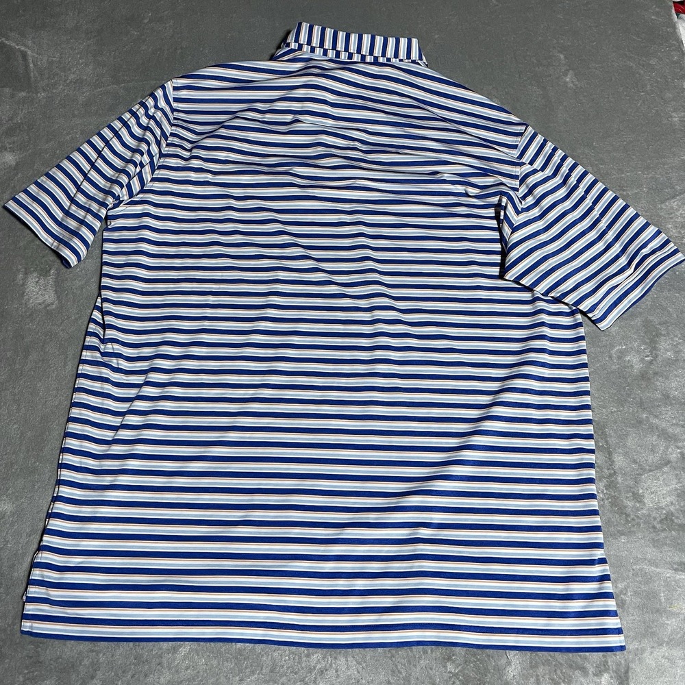 Peter Millar Summer Comfort Polo Shirt Mens XXL Blue Striped Golf Collar Mono - Picture 6 of 6